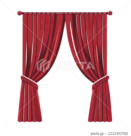 Red stage curtain, photo, isolated on white background Red stage curtain, photo, isolated on white background 122295708
