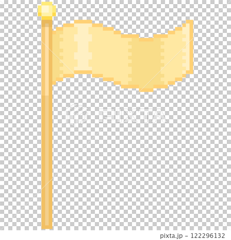 たなびくゴールドの旗のピクセルイラストレーション たなびくゴールドの旗のピクセルイラストレーション 122296132