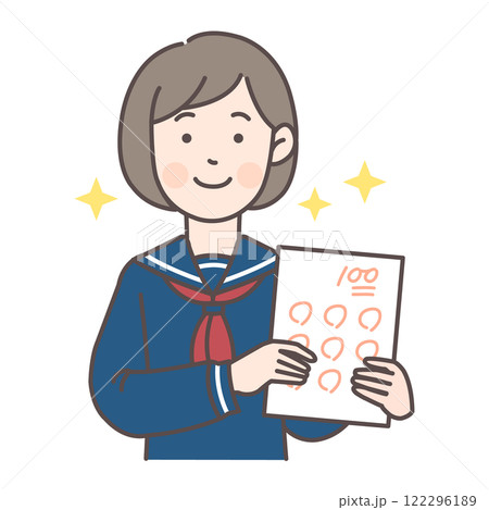 テストの点数を喜ぶ女子学生_セーラー服 テストの点数を喜ぶ女子学生_セーラー服 122296189