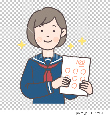 對考試成績滿意的女學生_水手服 122296189