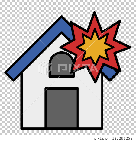 爆発している家のイラスト 122296258