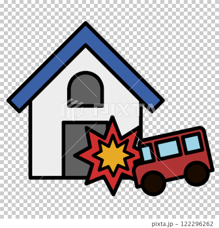 汽車撞擊房子的插圖 122296262