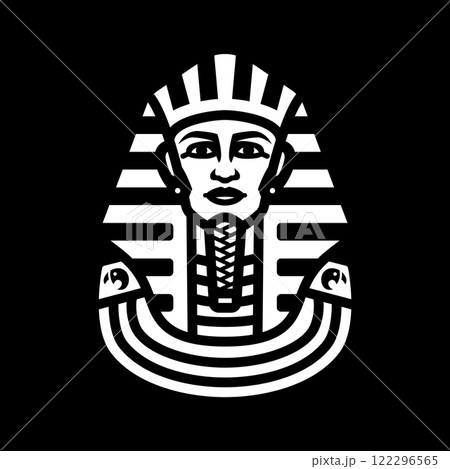 Tutankhamun mask logo on a dark background. 122296565