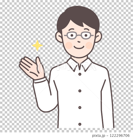 戴眼鏡的男士指引你_白襯衫 122296706