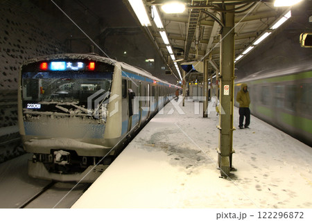 吹雪くJR京浜東北線田端駅ホーム(平成26年豪雪) 吹雪くJR京浜東北線田端駅ホーム(平成26年豪雪) 122296872