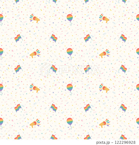 LGBTQ seamless pattern with rainbow flag. Pride Parade. Pride Month multi colored fun backdrop 122296928