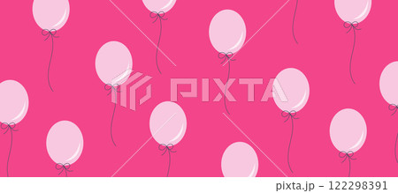Air balloons horizontal background. Cute repeating template for web banner, poster, card, cover. 122298391