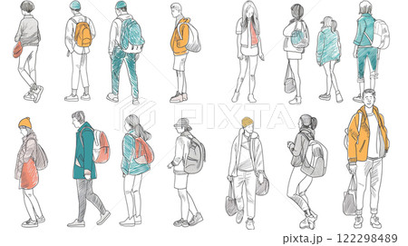 人物の手描きイラスト集のイラスト素材 [122298489] - PIXTA