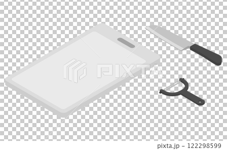 等距插圖：刀和切板 122298599