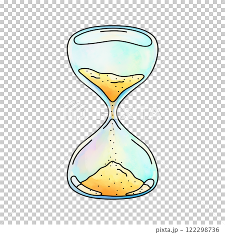 Watercolor hourglass isolated illustration, blue artistic cartoon hourglass drawing 122298736