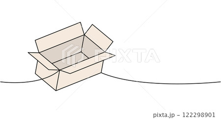 Storage box one line colored continuous drawing. Carton delivery packaging box. Vector illustration. 122298901