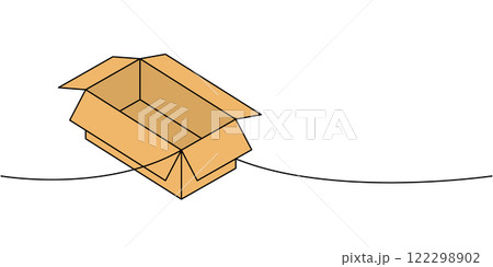 Cargo box. Carton delivery packaging box one line colored continuous drawing. Vector illustration. Cargo box. Carton delivery packaging box one line colored continuous drawing. Vector illustration. 122298902