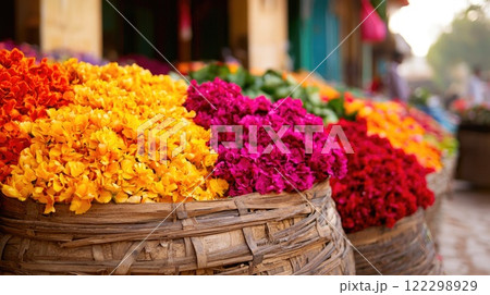 Colorful Indian Flower Market in Bloom 122298929