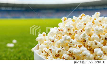 Popcorn Falling at a Lively Soccer Match 122299001