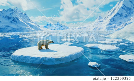 Polar Bear Navigating Open Arctic Waters Polar Bear Navigating Open Arctic Waters 122299356