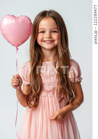 Cute Child with Heart Balloon Cute Child with Heart Balloon 122299477