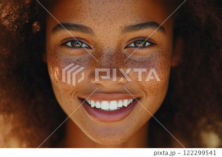 Beautiful Young Woman with Afro Hair 122299541