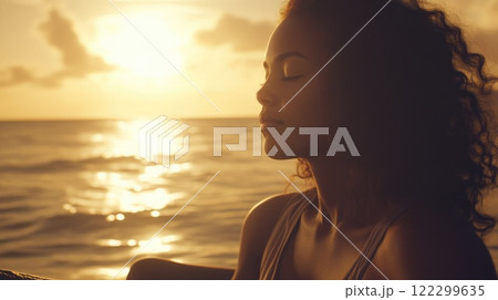 Peaceful Meditation Scene at Twilight 122299635