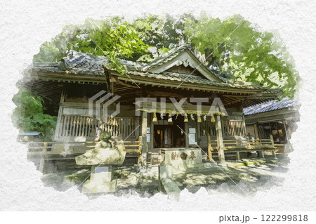 水彩画風 事任八幡宮 拝殿 静岡県掛川市 水彩画風 事任八幡宮 拝殿 静岡県掛川市 122299818