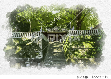 水彩画風 事任八幡宮 拝殿 静岡県掛川市 水彩画風 事任八幡宮 拝殿 静岡県掛川市 122299819
