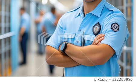 Inmate Surveillance by a Prison Guard on Shift 122299950