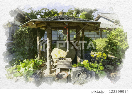 水彩画風 小夜の中山 久延寺 夜泣石 静岡県掛川市 水彩画風 小夜の中山 久延寺 夜泣石 静岡県掛川市 122299954