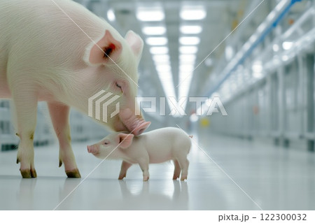 Healthy Piglet Nursing in a Hygienic Factory Farm Setting Healthy Piglet Nursing in a Hygienic Factory Farm Setting 122300032