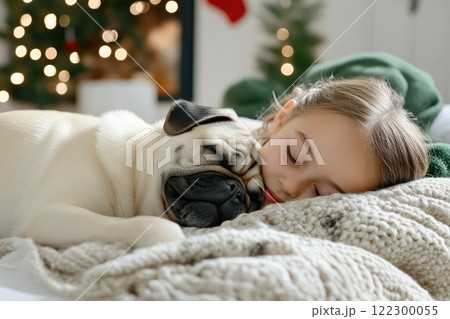 Warm Holiday Moments with Pug and Child Warm Holiday Moments with Pug and Child 122300055