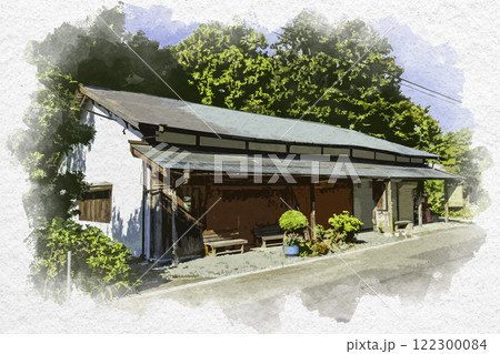 水彩画風　小夜の中山　扇屋　静岡県掛川市 122300084