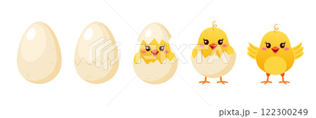 Collection of cute yellow chicken 122300249