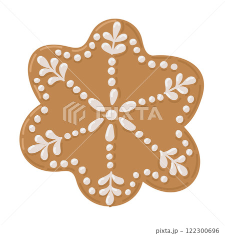 Snowflake shaped gingerbread cookie 122300696