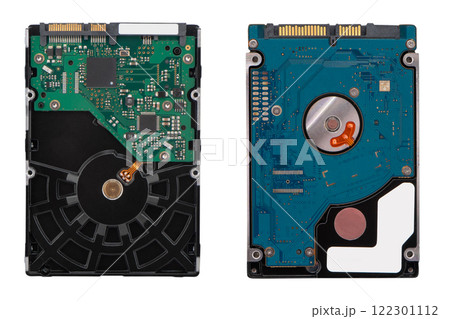 Hard disk drive isolated on white background. Computer HDD Hard Disk Drive. Computer Storage Memory. 122301112