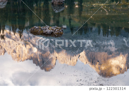 small alpine lake in the Dolomites 122301314