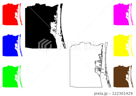 Kenedy County, Texas (Counties in Texas, United States of America,USA, U.S., US) map vector illustration, scribble sketch Kenedy map 122301429
