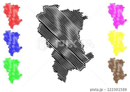 Wealden Non-metropolitan district (United Kingdom of Great Britain and Northern Ireland, ceremonial county East Sussex, England) map vector illustration, scribble sketch map 122301589