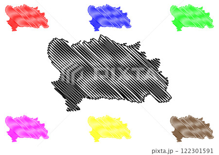 Local government district of West Berkshire (United Kingdom of Great Britain and Northern Ireland, ceremonial county Berkshire, Berks, England) map vector illustration, scribble sketch map 122301591