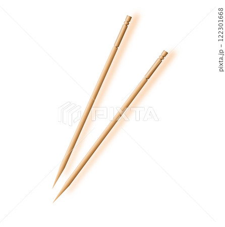 Wooden toothpick. Macro. Bamboo Toothpick small sharp. Vector Wooden toothpick. Macro. Bamboo Toothpick small sharp. Vector 122301668