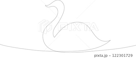 シンプルな白鳥の線画 122301729