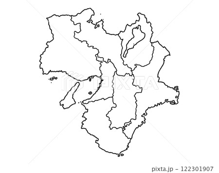 少しゆるい白い近畿地図 県境入り 122301907