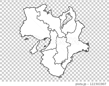 少しゆるい白い近畿地図 県境入り 122301907