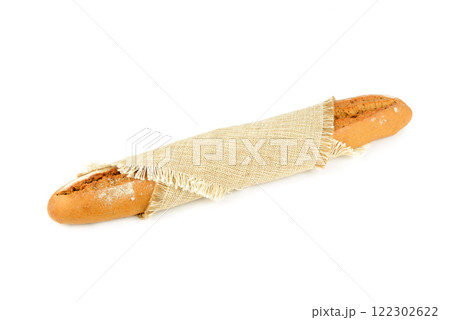 Freshly baked loaf isolated on white background. 122302622
