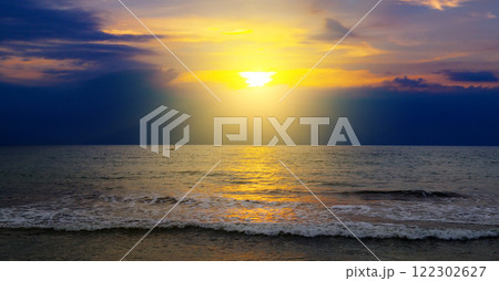 Sea and bright sunset. Concept - vacation and travel. Sea and bright sunset. Concept - vacation and travel. 122302627