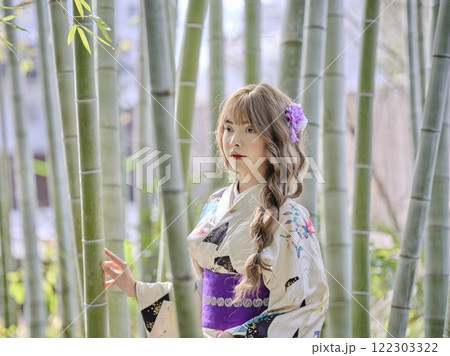 倉敷美観地区　倉敷の竹林　着物 122303322