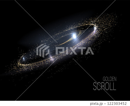 A separate design element, a sparkling golden swirl of fine tinsel A separate design element, a sparkling golden swirl of fine tinsel 122303452