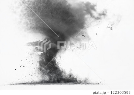 tornado funnel at hurricane storm isolated on white background illustration 122303595