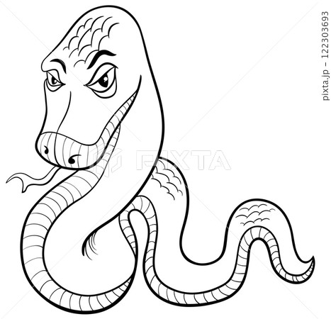 cartoon snake reptile wild animal character coloring page 122303693