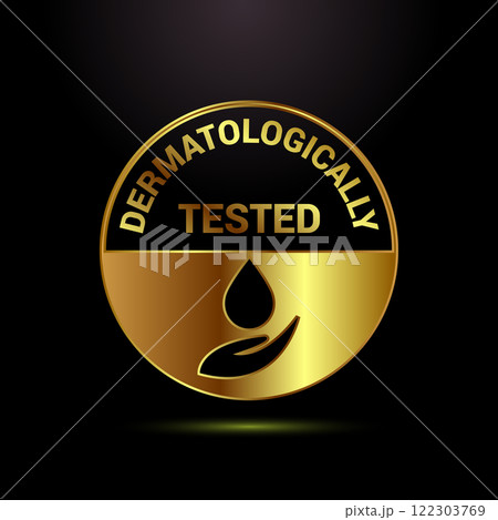 Dermatologically tested icon design, dermatology test and dermatologist clinic icon in gold color style Dermatologically tested icon design, dermatology test and dermatologist clinic icon in gold color style 122303769
