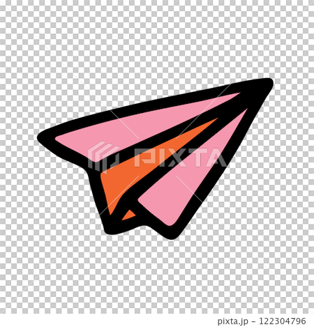 Doodle Paper Airplane icon hand drawn with black line and colored Doodle Paper Airplane icon hand drawn with black line and colored 122304796