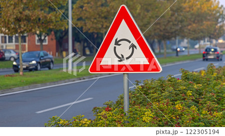 Roundabout Road Sign Roundabout Road Sign 122305194