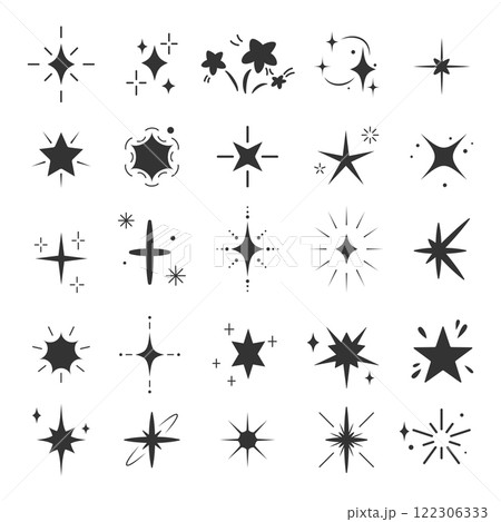 Set of sparkle, star, and decorative symbols Set of sparkle, star, and decorative symbols 122306333